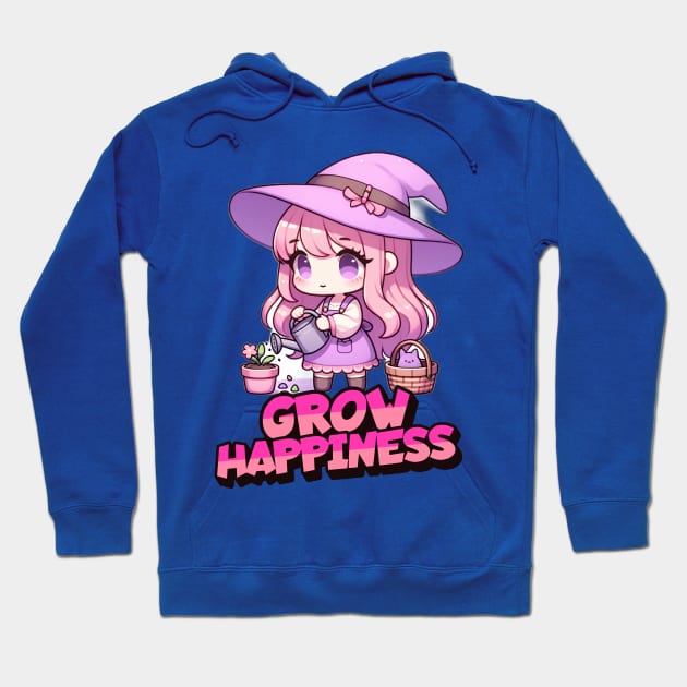 Grow Happiness Cute Witch Gardener Hoodie by WitchyArty